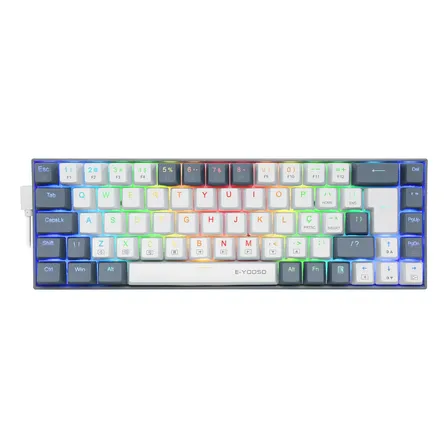 Teclado Mecânico E-yooso Z686 Rgb Hot-swappable Com Switch Red 65% Branco/cinza Português Brasil
