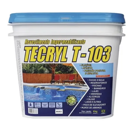 Tecryl T103 4kg Impermeabilizan Piscinas Lajes Reservatórios Branco
