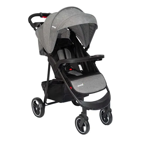 Cochecito Cuna Paseo Avanti Modern Bandeja Canasto Apto 0+ Color Gris Chasis Negro
