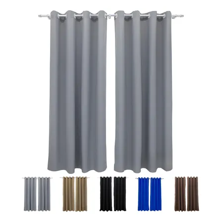 Cortina Oxford Ilhós Para Sala E Quarto 3,00m X 1,70m Cinza Claro Cozzilar