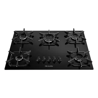 Cooktop Mueller 5 Bocas com Queimador Ultra Chama Preto
