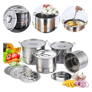 Batería Cocina Juego De 4 Ollas Acero Inoxidable Con Cuchara Batería Cocina Juego De 4 Ollas Acero Inoxidable Con Cuchara