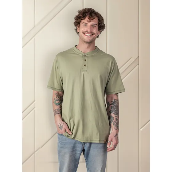 Polera Hombre Cuello Redondo Botones Molle Uv+pro Lenga®