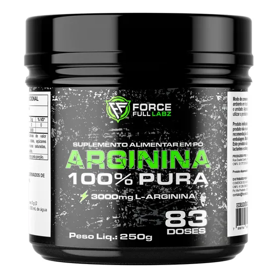 L - Arginina Em Pó 3000 Mg Ultra Concentrada 100% Pura 250g Vasodilatador - Force Full Labz