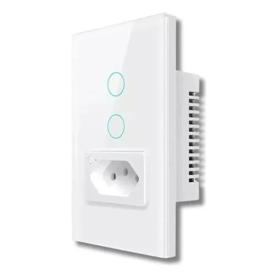 Interruptor Tomada Inteligente 2 Botões Alexa Wifi Touch