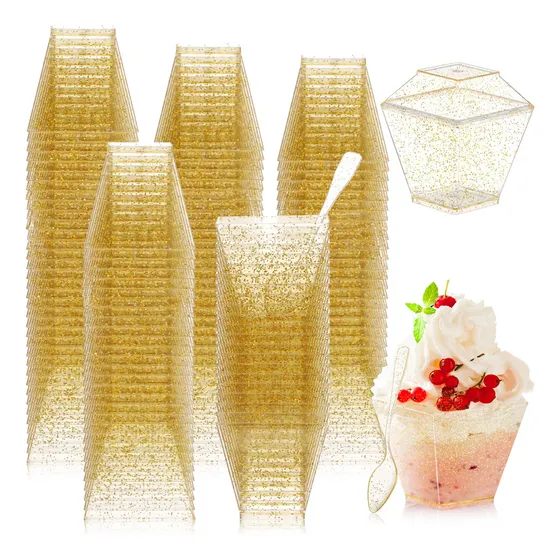 Zhehao 300 Piezas 2 Oz Mini Glitter Copas De Postre 14v33