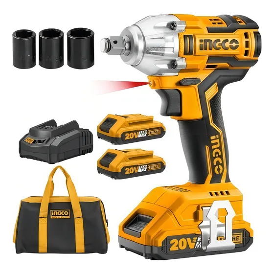 Llave De Impacto 20v 1/2 Brushless Ingco Cirli2001-4 3 Tubos
