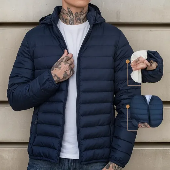 Casaco Jaqueta Puffer Masculino Bobojaco Corta Vento Azul