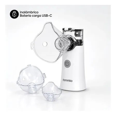 Femmto nebulizador mesh portátil recargable USB, adulto y pediátrico con accesorios