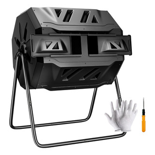 Cubo De Compostaje 43gal Doble Cámara Con Puertas Negras Cubo De Compostaje 43gal Doble Cámara Con Puertas Negras