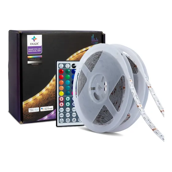 Fita Led Ekaza Rgb 10m Inteligente 5050 Ip65 Wifi + Fonte Smart Automação Alexa Google Home