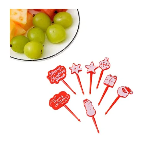 8 Pieza Tenedor Fruta Navidad Dibujo Animado Para Niño Postr