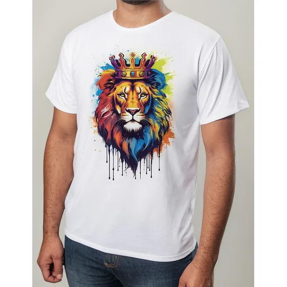 Camisa Personalizada Leão Aquarela Igreja Promoção Plus Size