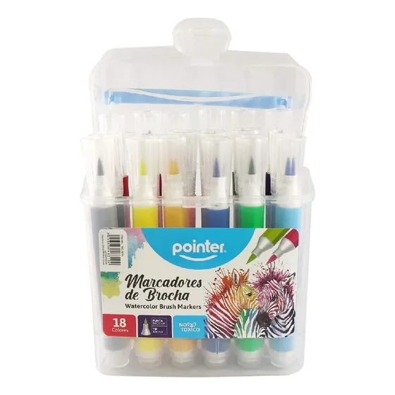 Marcador De Brocha 18 Colores A Base De Agua Estuche Pointer