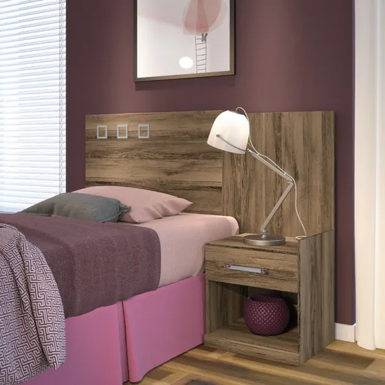 Cabecera Plus 1 Pza C/mesa De Luz, Dormitorio,amoblamiento