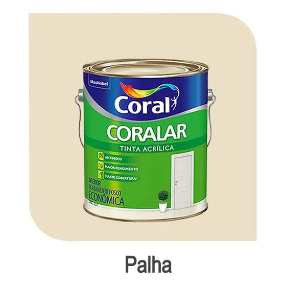 Tinta Acrilica Fosca Para Interior Coral - Palha 3,6 Litros