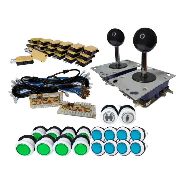 Kit Arcade Usb 2 Player Botones Azul Y Verde (palanca Negra)