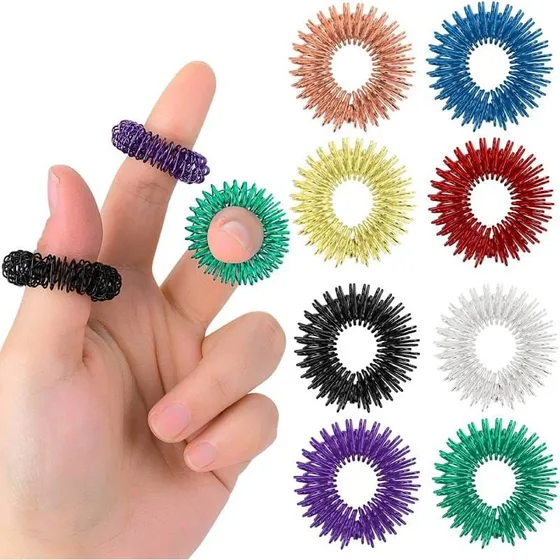 5 Anillos Antiestres Metálicos De Colores