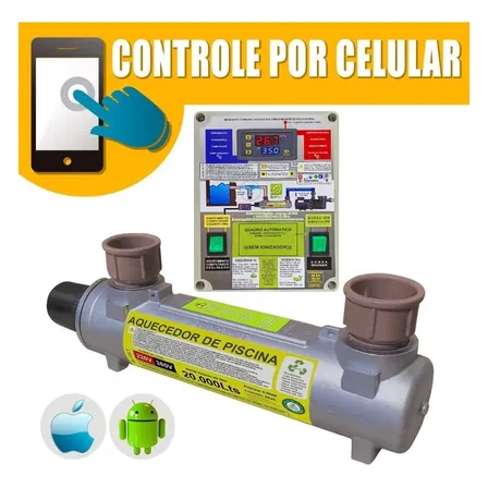 Aquecedor De Piscina 20.000lt Inox Auto + Mod Wi-fi Celular. 220v/380v