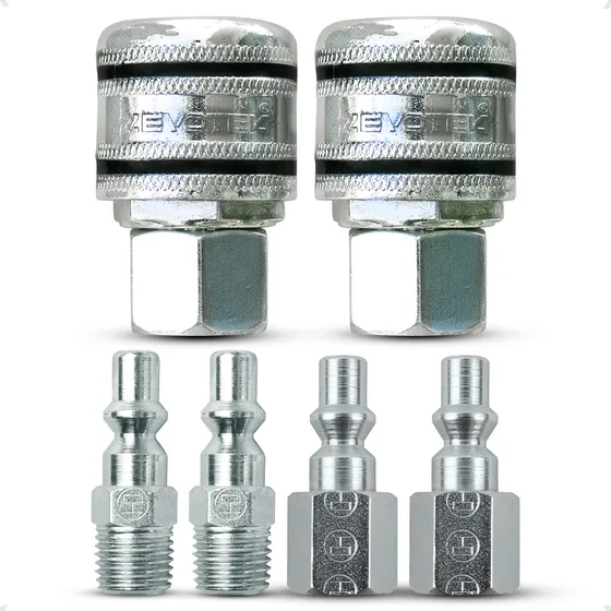 Jogo Conectores Engate Rápido 1/4 Npt Pneumáticos Compressor