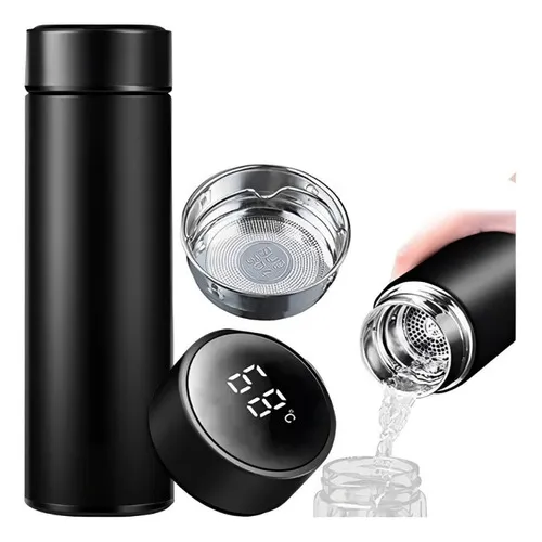 Garrafa Termica Squeeze Com Display Aço Inox 500ml Agua Café Cor Garrafa Termica Preto