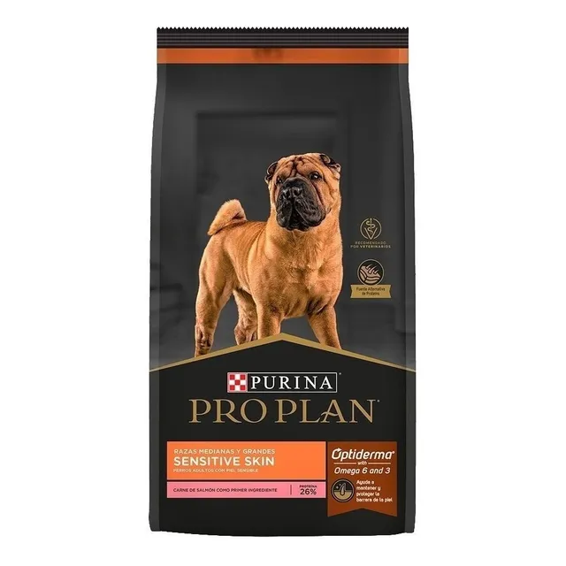 Alimento Pro Plan OptiDerma Sensitive Skin Adult para perro adulto de raza mediana y grande sabor salmón y arroz de 15 kg