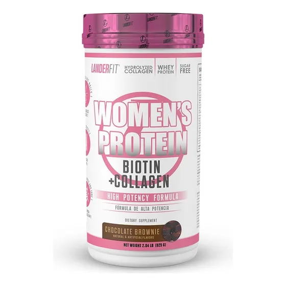 Womens Protein 2lbs Landerfit Proteina Mujer Woman + Colagen Sabor Chocolate Brownie