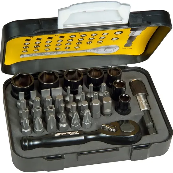 Juego De 39 Piezas Puntas Tubos Y Llave Crique Stanley 13906 Color Negro