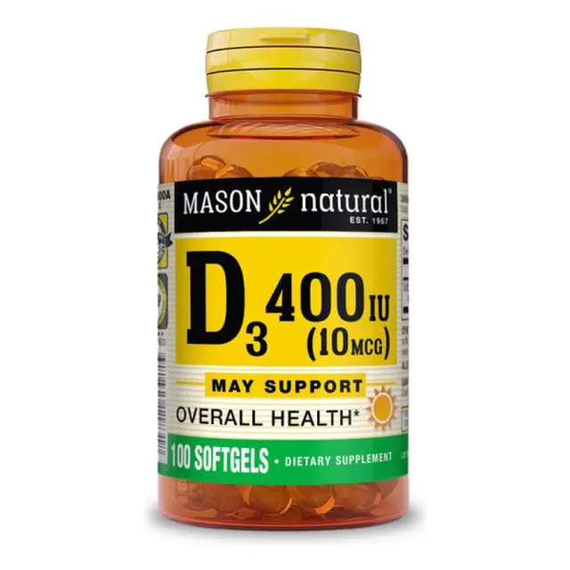Vitamina D3-400ui Mason Natural Salud Osea 100 Capsulas