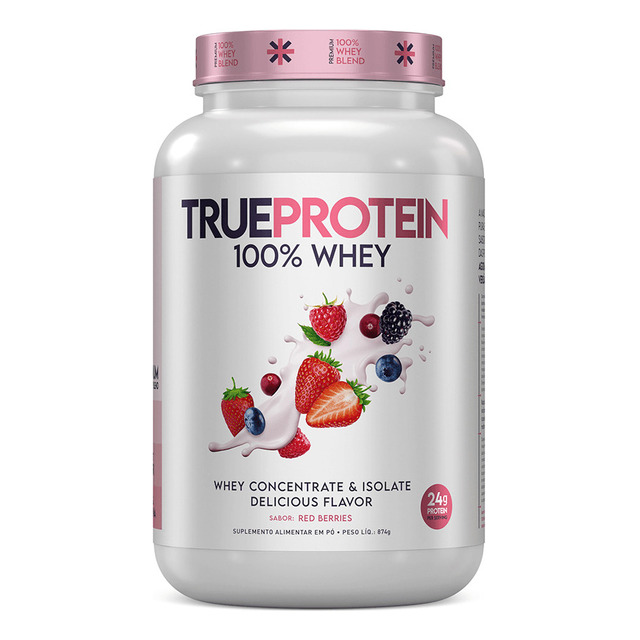 True Protein 100% Whey Concentrado Isolado 874g True Source Sabor Red Berries True Protein 100% Whey Concentrado Isolado 874g True Source Sabor Red Berries
