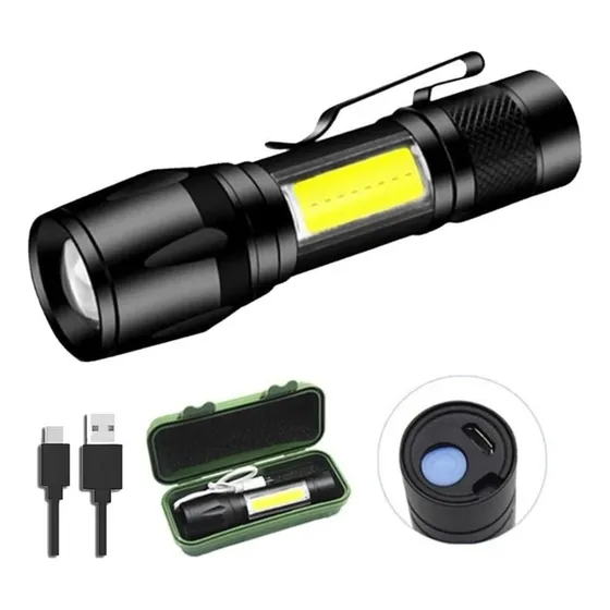 Mini Linterna Led Táctica, Usb De Aluminio Súper Fuerte