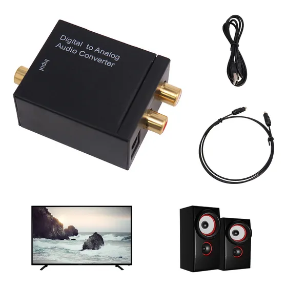 Adaptador Digital Coaxial Con Fibra Óptica A Audio Analógico
