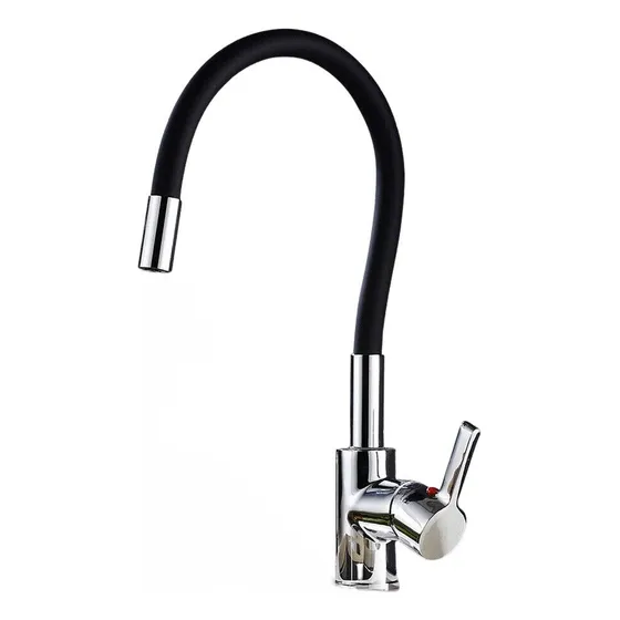 Llave Lavaplatos Monomando Cuello Flexible Negro