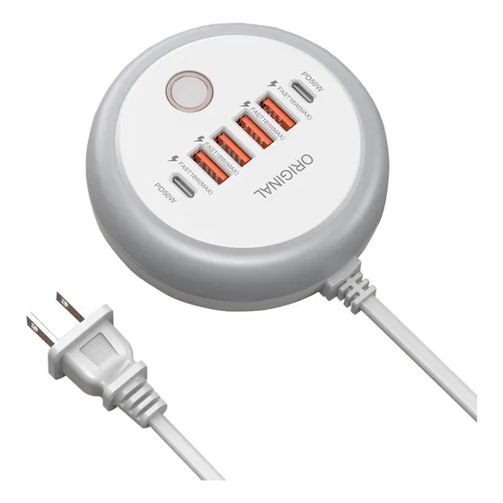 Cargador Multipuertos Con 4 Usb Y 2 Tipo C Adaptador Enchufe