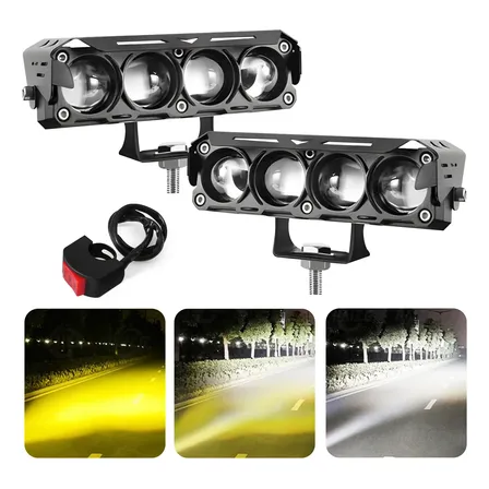 Kit 2 Farol De Milha Moto Led Auxiliares Dual Colo 80w 8 85v Ambos Lados