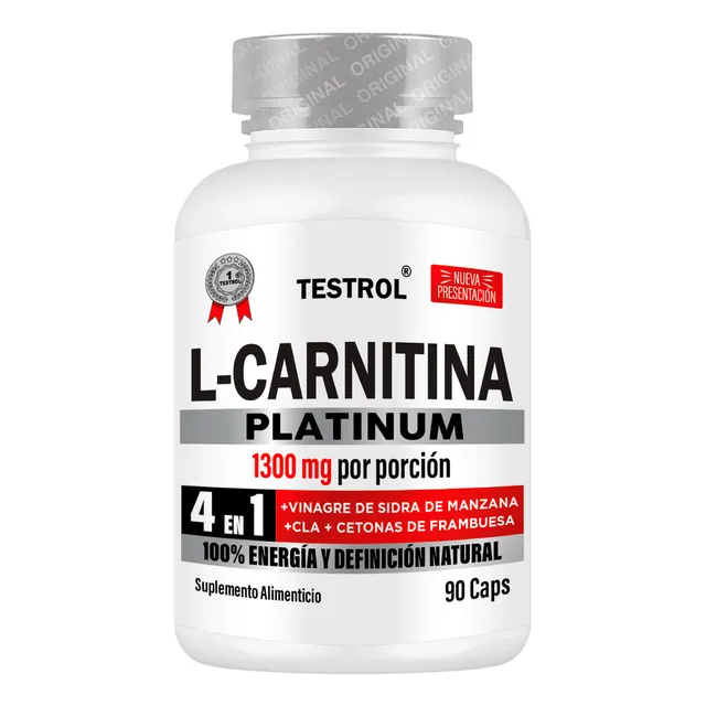 Testrol Platinum L-carnitina 1300mg 90 Cápsulas Sin Sabor