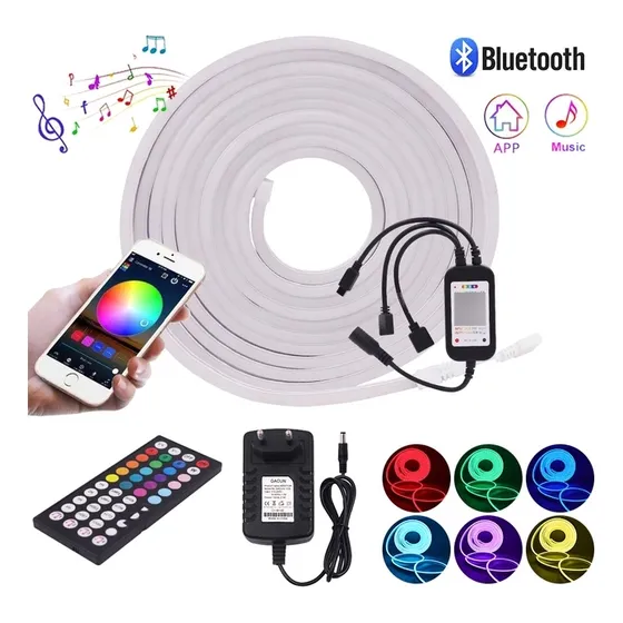 Tira De Luces Led Cinta De Neon Flex Control Bluetooth 5 Mts