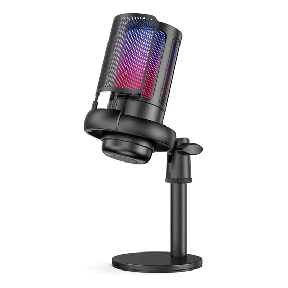 Micrófono Condensador Usb Rgb Para Pc