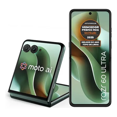 Smartphone Motorola Razr 60 Ultra - 1tb 32gb (16gb Ram+16gb Ram Boost) Snapdragon 8 Elite Tela Dobrável 7 E Externa 4 Moto Ai 50mp Camera - Verde