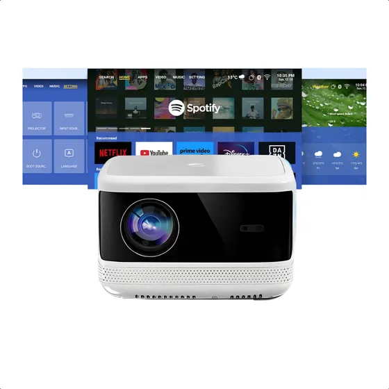 Projetor Portátil Everycom T5 Mini 8000 Lumens Full Hd Com Android Wifi Bluetooth Cor Branco