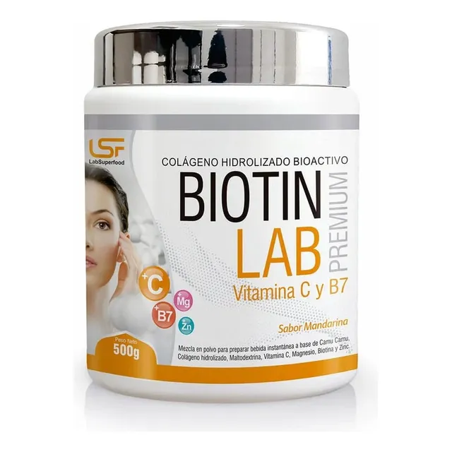 500g Colágeno Hidrolizado Bioactivo Vitamina C B7  Mandarina