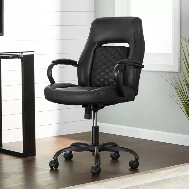 Silla De Oficina Ajustable True Innovations 1517994 Rueditas Color Negro Material del tapizado PU/PVC