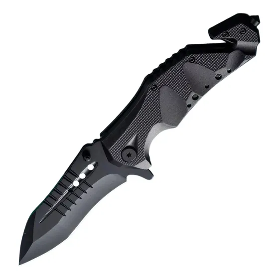 Canivete Black Tático Resgate Quebra Vidro Corta Cinto Full
