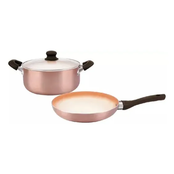 Set Cacerola 24 Cm + Sarten 28 Cm Cobre Hudson