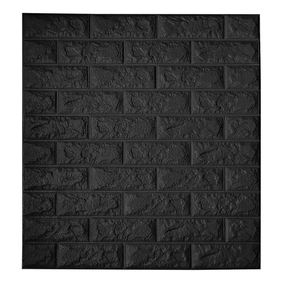 Placas Revestimiento Pared Adhesivo Piedra 77x70 Cm Negro