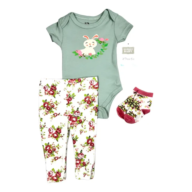 Conjunto Ropa Bebe Niña 3 Piezas Hudsonbaby Original Algodon