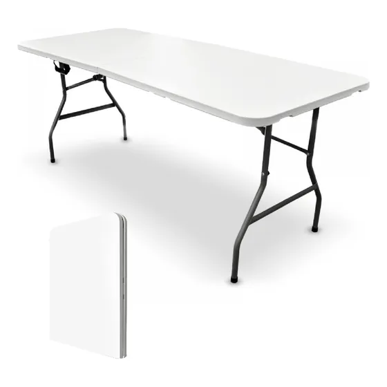 Mesa Plegable 180 Cm Kano Maleta Para Camping Y Picnic Color Blanco
