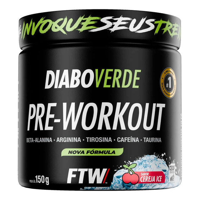 Pré Treino Pre Workout Diabo Verde Pote 150g Sabor Cereja Ice Ftw