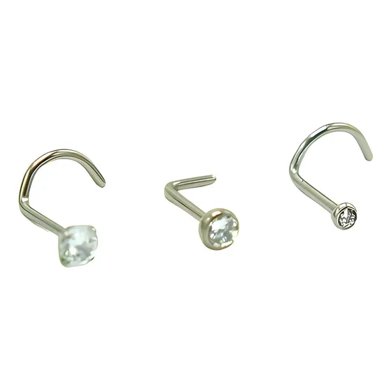 Pack 3 Piercing Nostril S Y L Zirconia Titanio Astm F136 20g