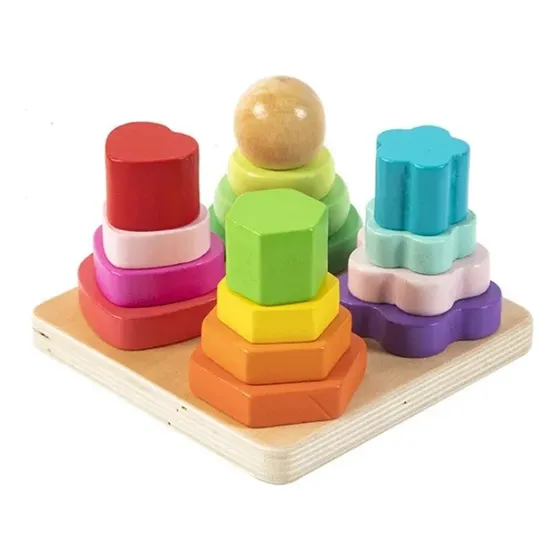 Juego De Madera Encastres X 4 Colores Arcoiris (19692)